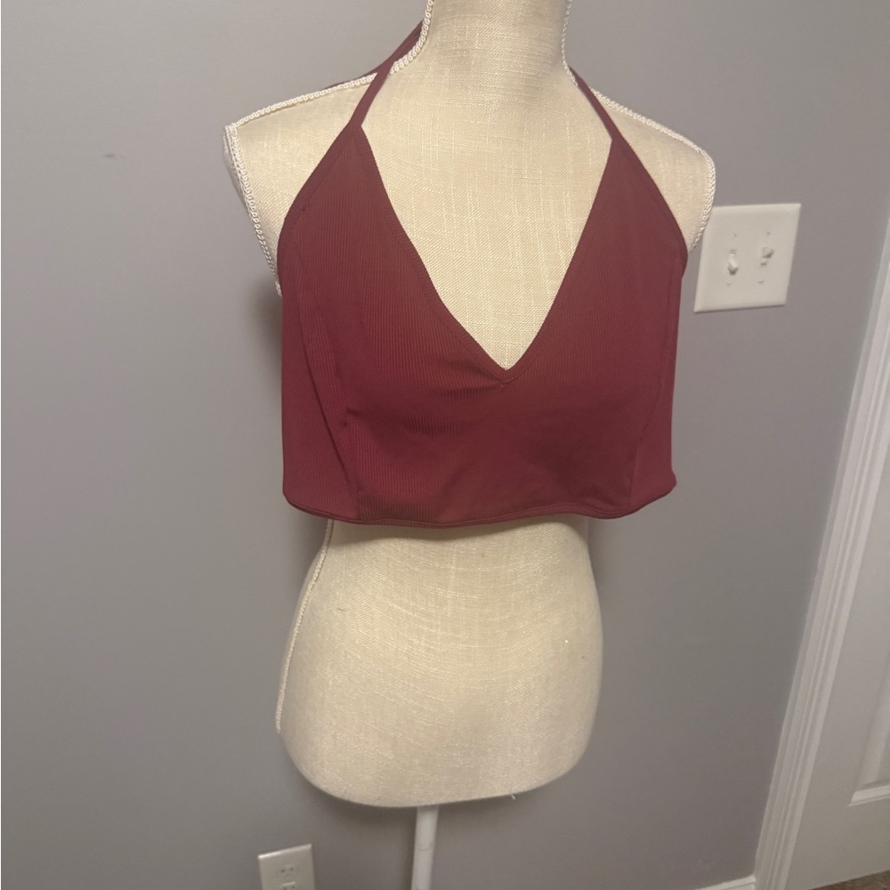 Red Sleeveless Backless Crop Top